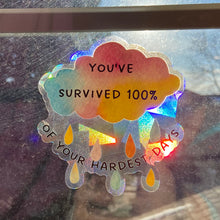 Load image into Gallery viewer, You've Survived 100% Of Your Hardest Days Rainbow Maker (Suncatcher Sticker)