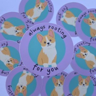Always Rooting For You Corgi Sticker