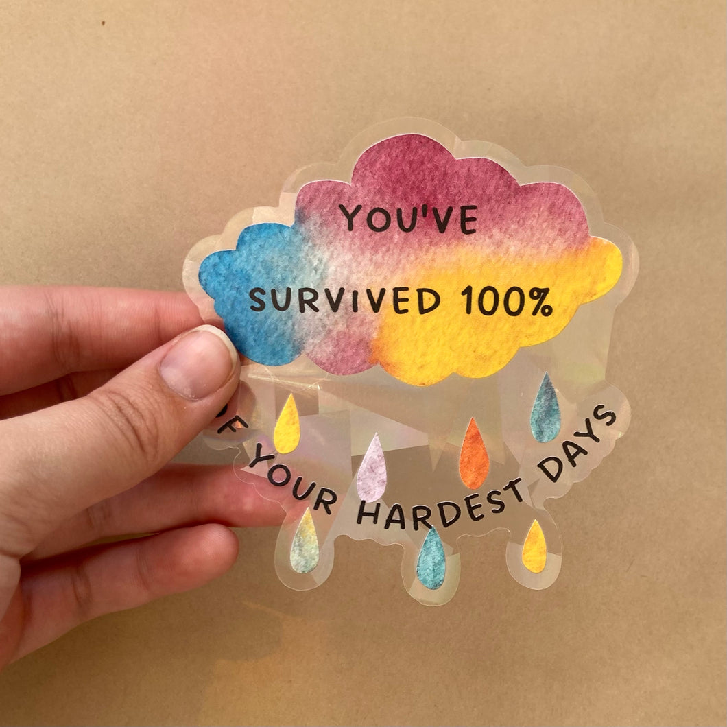 You've Survived 100% Of Your Hardest Days Rainbow Maker (Suncatcher Sticker)